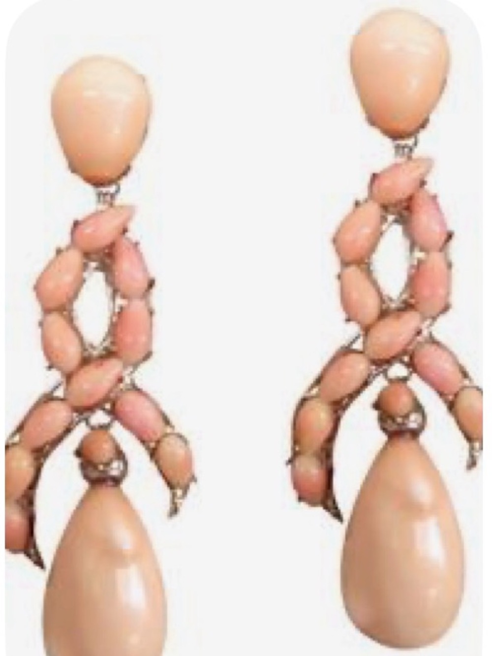 Siman Tu Teardrop Dangle Earrings with Soft Coral Accents